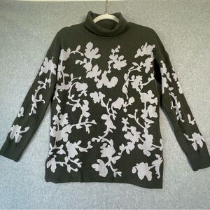 Lilla P Floral Cotton Modal Pullover mock neck Sweater medium #yy